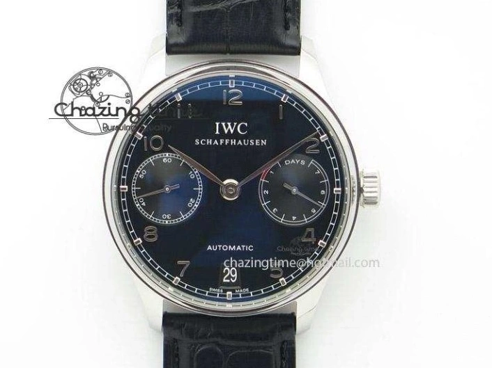 MIROTIME 0112 TimelessDesign Portuguese IW358304 ZF 1:1 Best Edition SS Blue Dial on Leather Strap A 7078